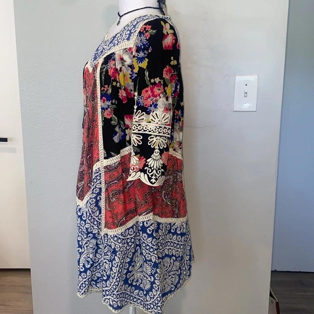 Anthropologie Vanessa Virginia Inez Swing Dress on Bohemian Paisley Floral SZ 4 - Picture 6 of 12